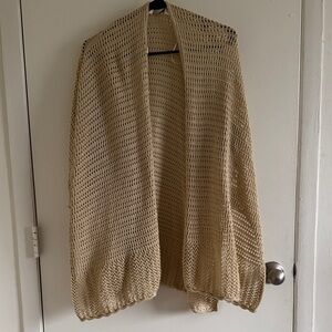 Natural Reflections Tan Open-Knit Poncho